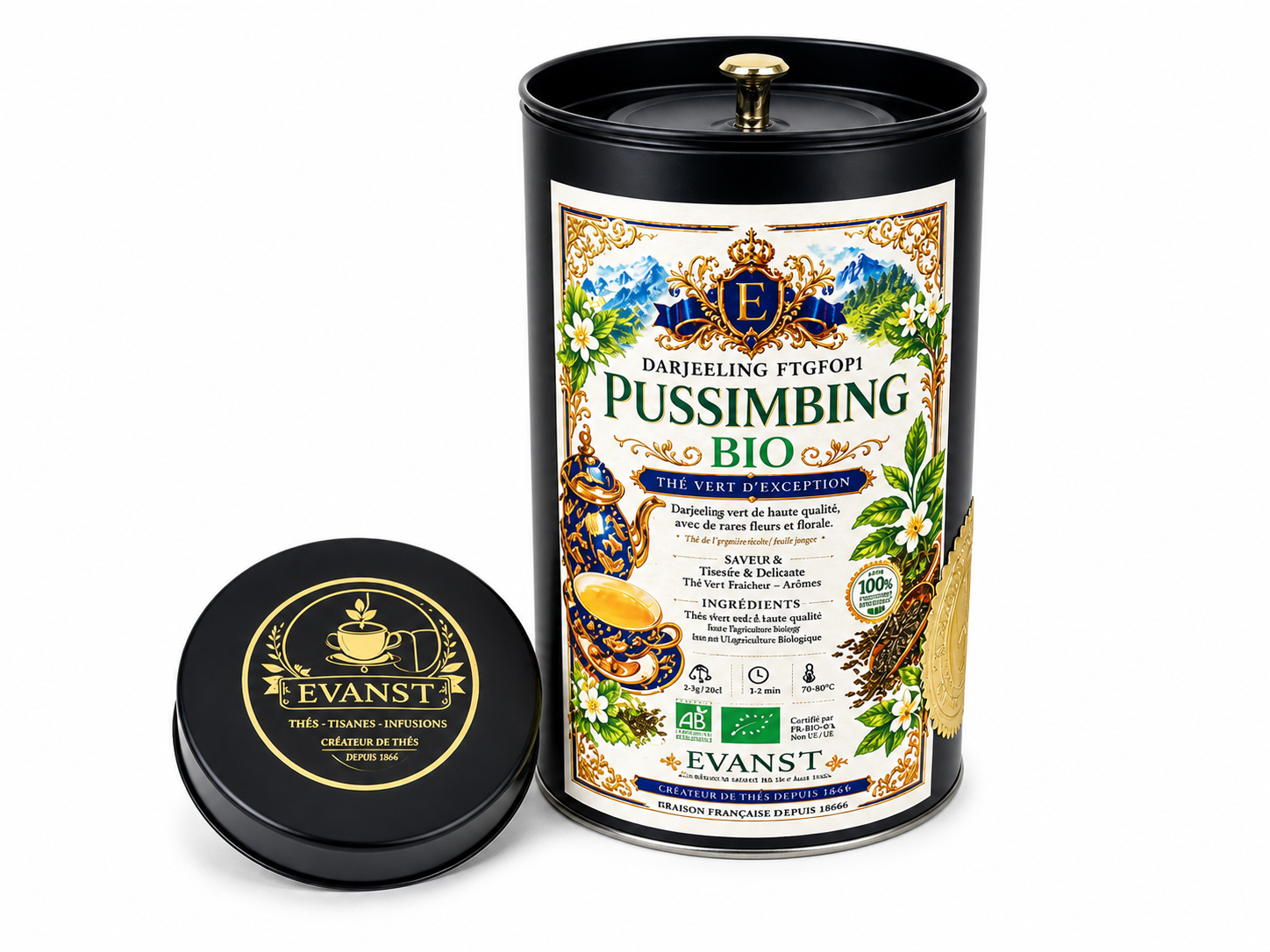 Darjeeling FTGFOP1 Pussimbing BIO  Ecrin Métal Noir